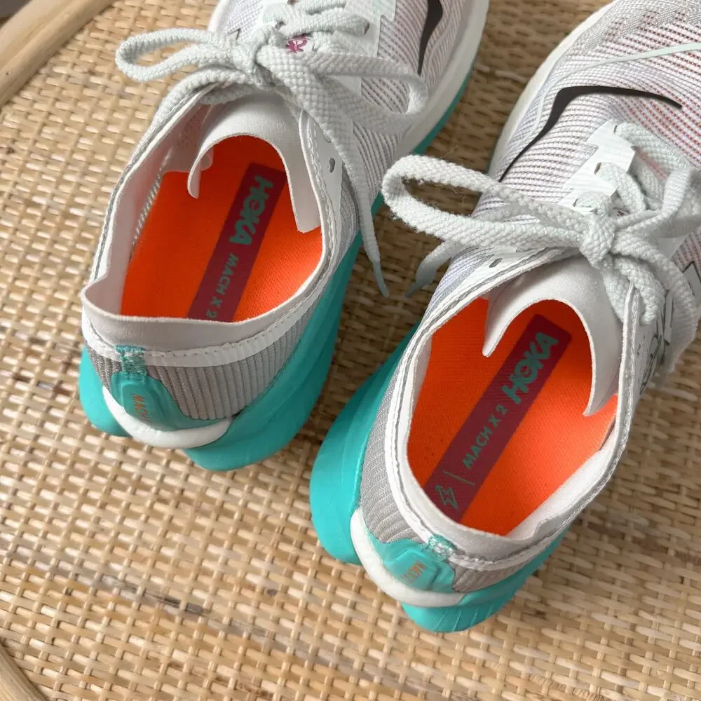 Hoka One One Mach X 2 White Aqua Road Running Sneakers Women’s Size 7 - Picture 6 of 8